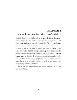 CHAPTER 4 Linear Programming with Two Variables