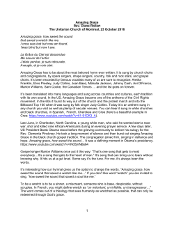 Amazing Grace Rev. Diane Rollert The Unitarian Church of Montreal