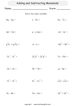 Adding and Subtracting Monomials