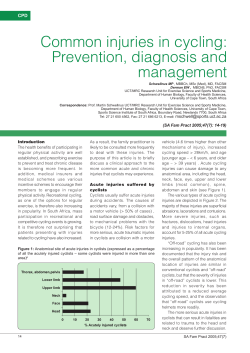 Common injuries in cycling: Prevention, diagnosis and management