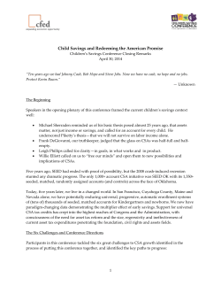 Child Savings and Redeeming the American Promise