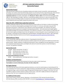 APA State Leadership Conference 2016 Sponsorship Proposal