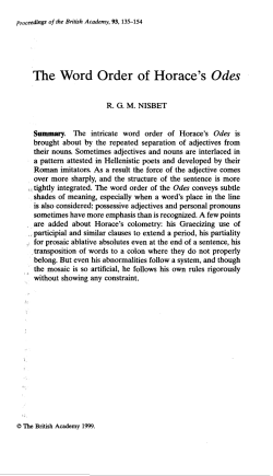 The Word Order of Horace`s Odes