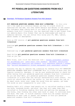 Pit Pendulum Questions Answers From Holt Literature