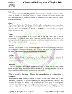 Climax and Disintegration of Mughal Rule Empire