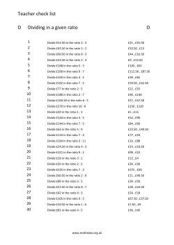 Teacher check list D Dividing in a given ratio D