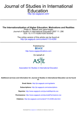 The Internationalization of Higher Education: Motivations and Realities