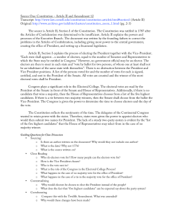 Source One: Constitution &ndash; Article II and Amendment 12 Transcript