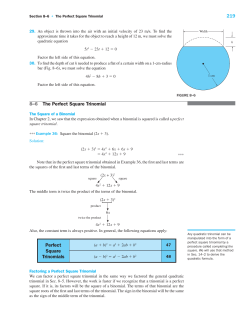 219 8&ndash;6 The Perfect Square Trinomial Perfect Square Trinomials