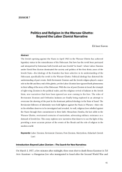 Politics and Religion in the Warsaw Ghetto Beyond the