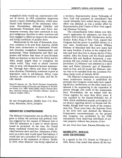 MISSOURI COMPROMISE MOBILITY, SOCIAL AND ECONOMIC
