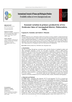 Seasonal variation in primary productivity of two freshwater lakes of