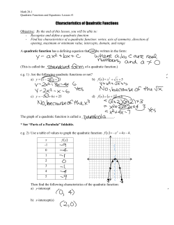 Quadratics 1 - Characteristics foldable