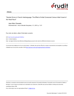 Gender Errors in French Interlanguage: The Effect of Initial