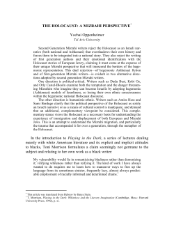 THE HOLOCAUST: A MIZRAHI PERSPECTIVE* Yochai