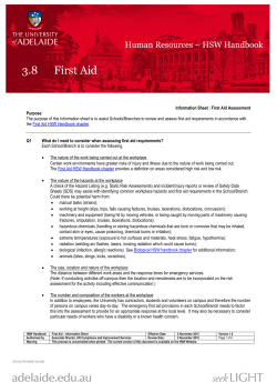 First Aid - Information Sheet