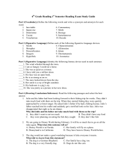 6th Grade Reading 1st Semester Reading Exam Study Guide