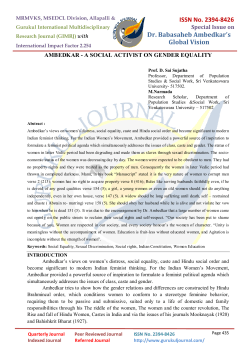ISSN No. 2394-8426 Dr. Babasaheb Ambedkar`s Global Vision