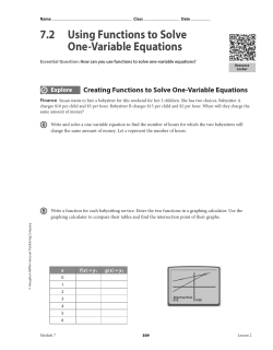 7 . 2 Using Functions to Solve One