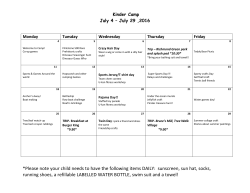 *Please note your child needs to have the following items DAILY