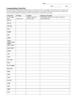 Common Biology Word Parts