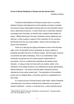 Forms of Social Solidarity in Russia and the Soviet Union