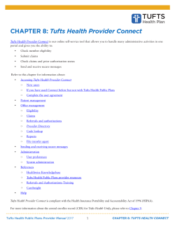 CHAPTER 8: Tufts Health Provider Connect