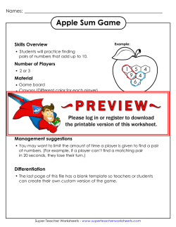 Apple Sum Game - Super Teacher Worksheets