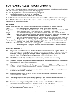 bdo playing rules - sport of darts - Leicestershire Darts Organisation