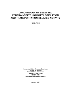 Chronology of Selected Federal-State Highway Legislation and