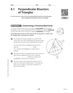 8.1 Perpendicular Bisectors of Triangles