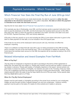 Payment Summaries &ndash; Which Financial Year?