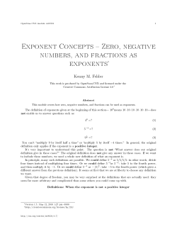Exponent Concepts Zero, negative numbers, and fractions as