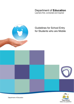 Guidelines for School Entry for - The Department of Education