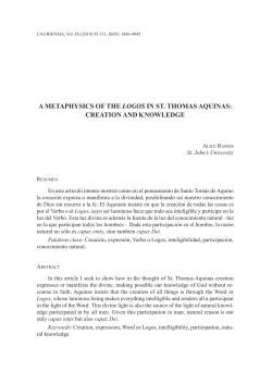 A Metaphysics of the logos in ST Thomas Aquinas