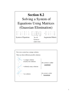 Section 8.2 Solving a System of Equations Using Matrices