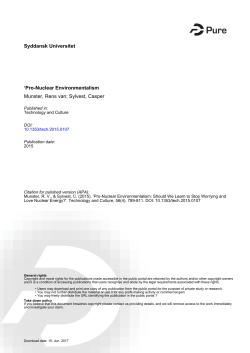 Syddansk Universitet `Pro-Nuclear Environmentalism Munster