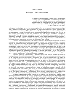 Heidegger`s Basic Assumptions