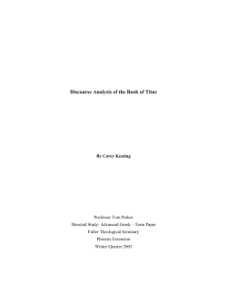 Discourse Analysis of the Book of Titus