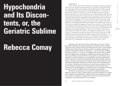 Hypochondria and Its Discon- tents, or, the