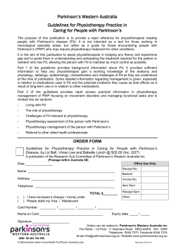Parkinson`s Western Australia Guidelines for Physiotherapy Practice