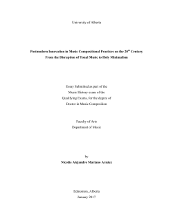 University of Alberta Postmodern Innovation in Music Compositional