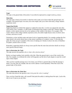 reading terms and definitions - School of Liberal Arts and Sciences