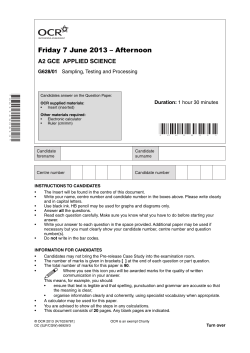 Question paper - Unit G628/01 - Sampling, testing and