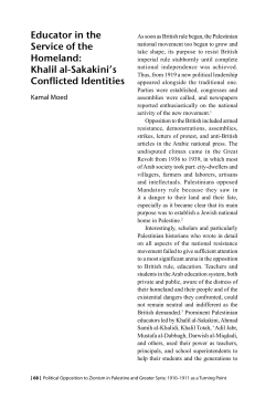 Khalil al-Sakakini`s Conflicted Identities