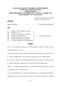 in the high court of the federal capital territory in