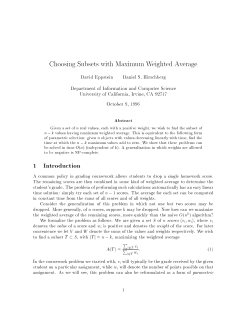 Choosing Subsets with Maximum Weighted Average 1 Introduction
