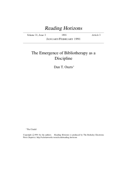 The Emergence of Bibliotherapy as a Discipline