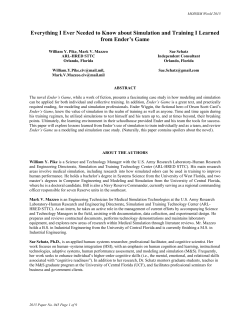 Everything I Ever Needed to Know about Simulation and Training I