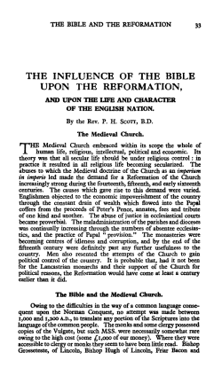 the influence of the bible upon the reformation
